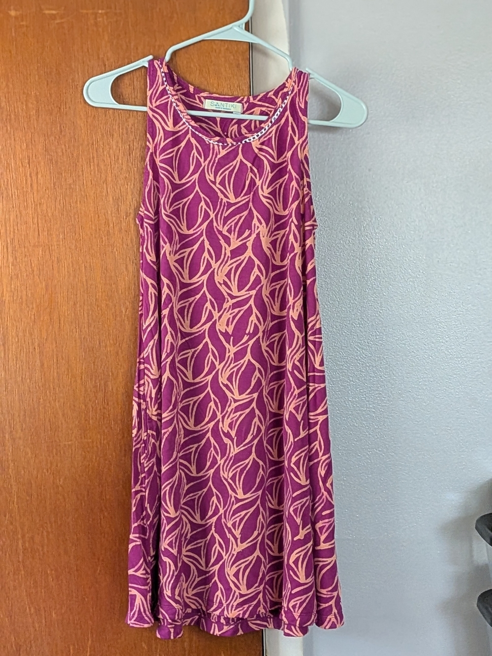 Santiki Purple & Pink Printed Sleeveless Dress Size M